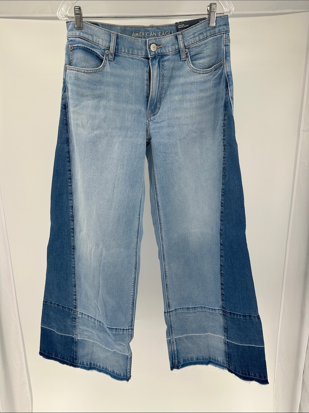 American Eagle Outfitters Two-Tone Light & Medium Blue Wide-Leg Jeans